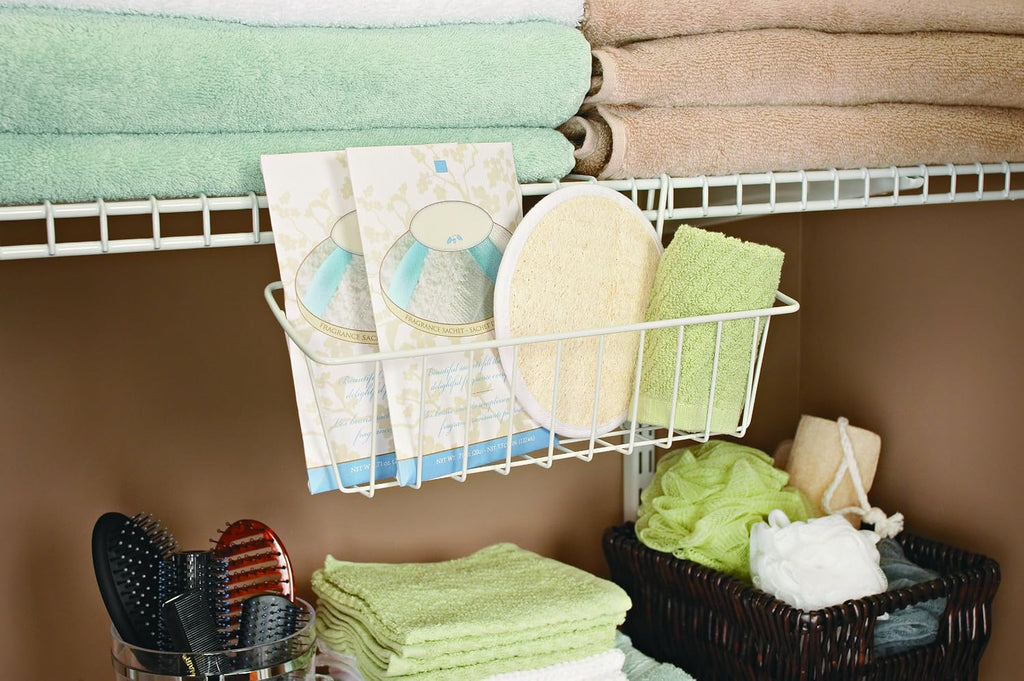 ClosetMaid Wire Hanging Shelf Basket for Storage, Organization in Closet or Pantry, No Assembly or Installation, Durable, 10.68" D x 18.39" W x 7.99" H, White & 3937 Packet Pal, White
