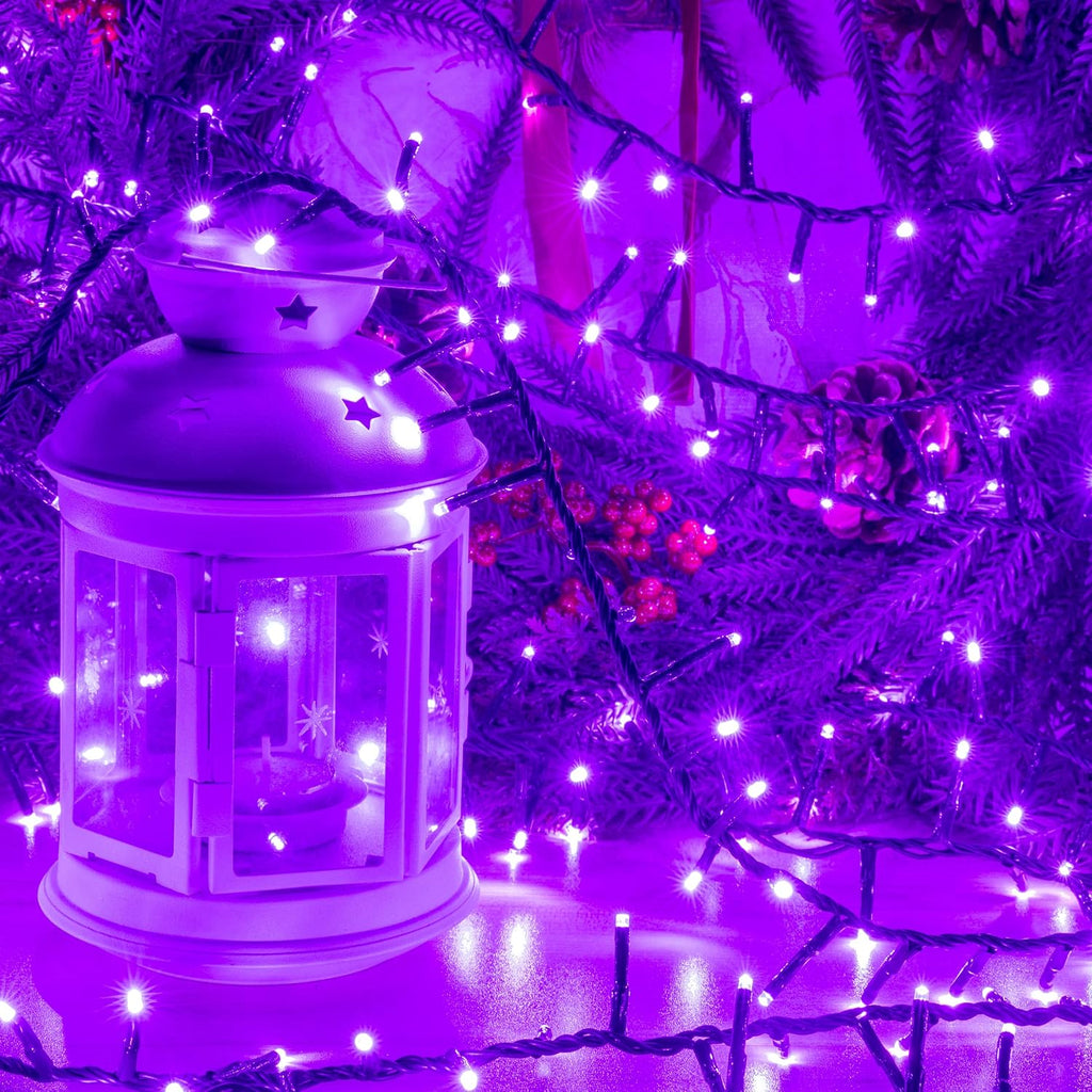 AWQ 500 LED 49FT Christmas Cluster Lights Waterproof String Light Purple