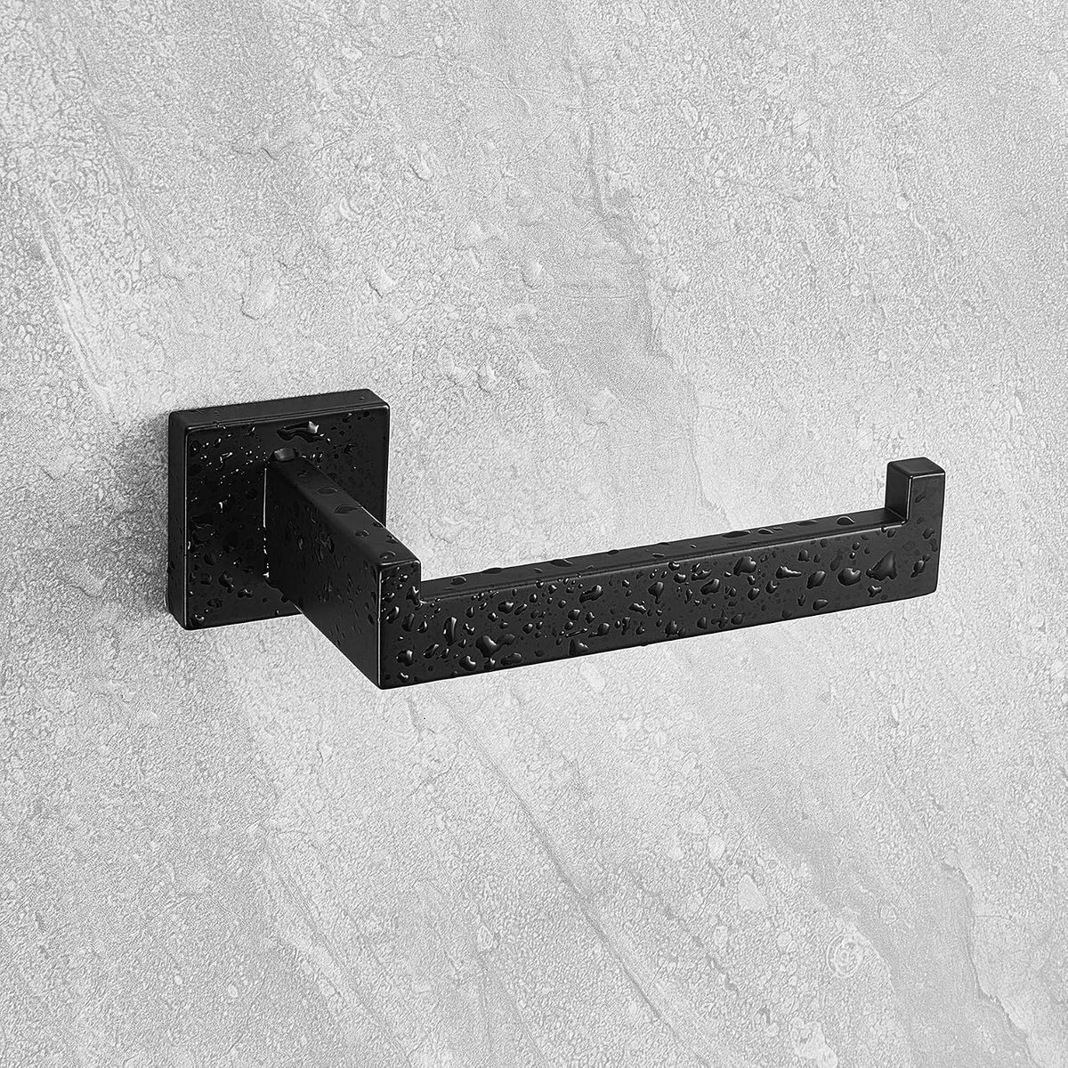 HITSLAM Matte Black Toilet Paper Holder Wall Mount Premium 304 Stainless Steel Square Toilet Paper Roll Holder for Bathroom Rustproof (Pack of 2)