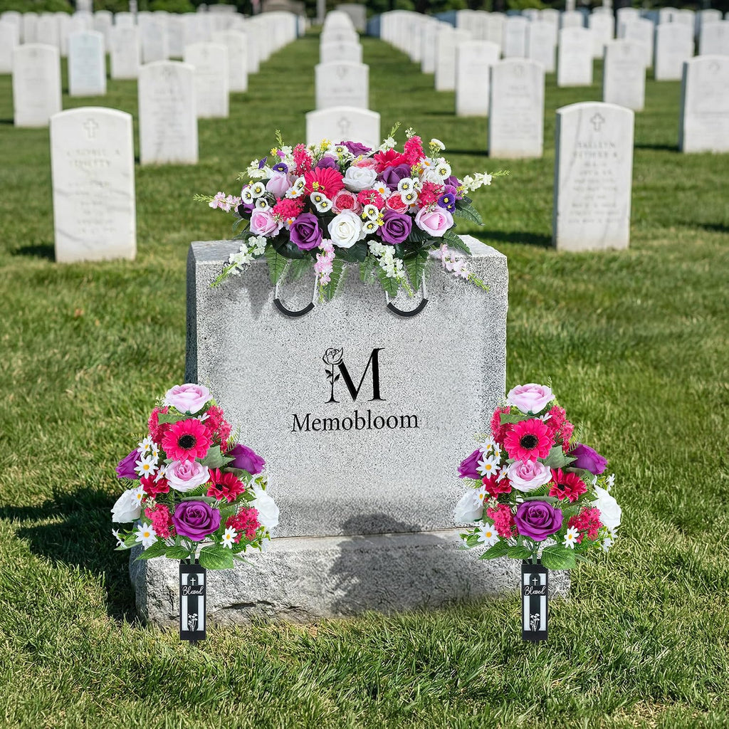 Artificial Flowers for Cemetery Grave Decorations, 2 Pcs
