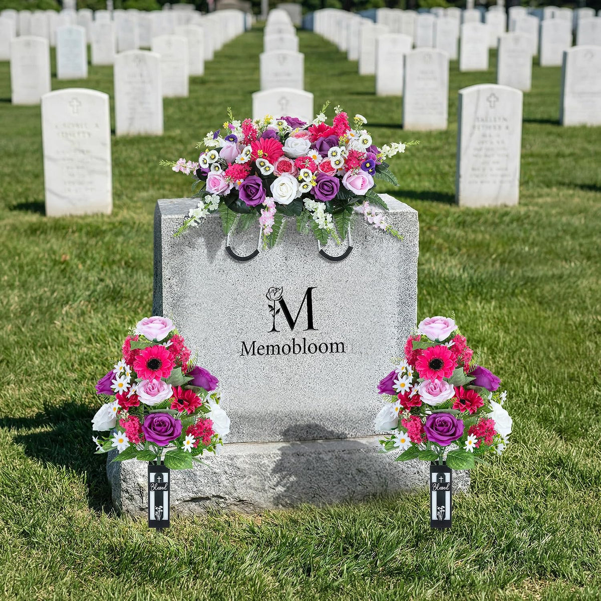 Artificial Flowers for Cemetery Grave Decorations, 2 Pcs