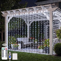 Brightown Curtain String Lights, Hanging Fairy Lights with Remote, 8 Modes, Waterproof Window Lights for Bedroom Backdrop Wedding Outdoor Christmas Party, White, 300LEDs