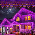 Halloween Icicle Lights Outdoor,300 LED Purple and Orange Lights