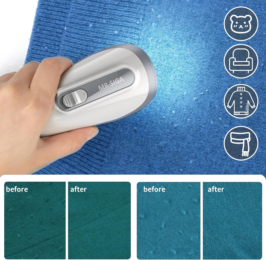 MR.SIGA Fabric Shaver and Lint Remover with 2 Replaceable 6-Leaf Blades