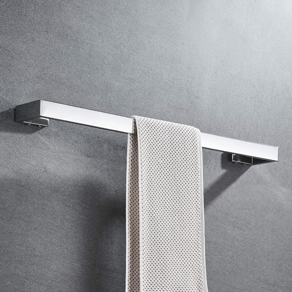JunSun Square Towel Bar 24-Inch Stainless Steel Towel Holder Bathroom Accessories Square Bathroom Bars Towel Rack Bathroom Hardware Wall Mounted Stainless Steel Polished Chrome
