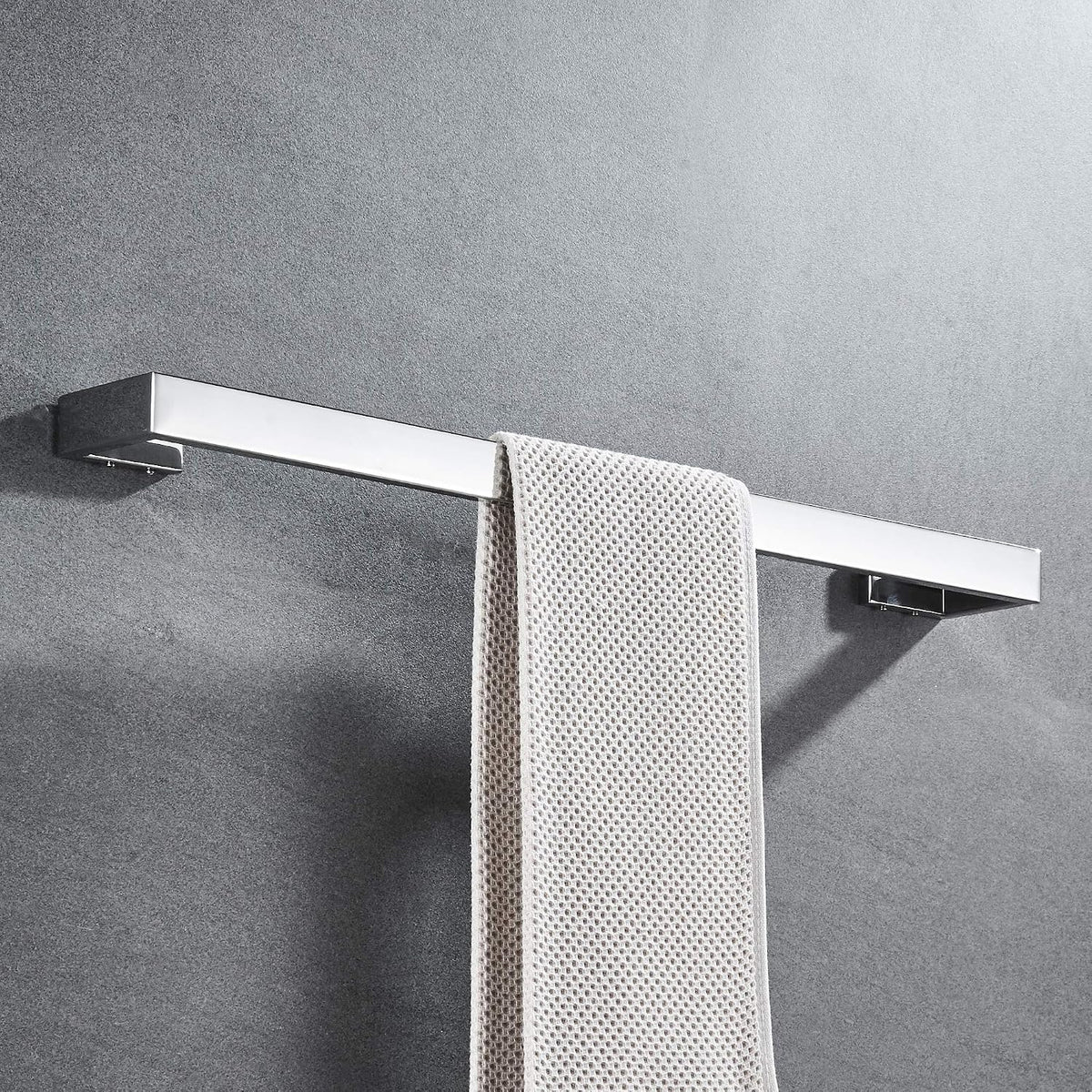 JunSun Square Towel Bar 24-Inch Stainless Steel Towel Holder Bathroom Accessories Square Bathroom Bars Towel Rack Bathroom Hardware Wall Mounted Stainless Steel Polished Chrome