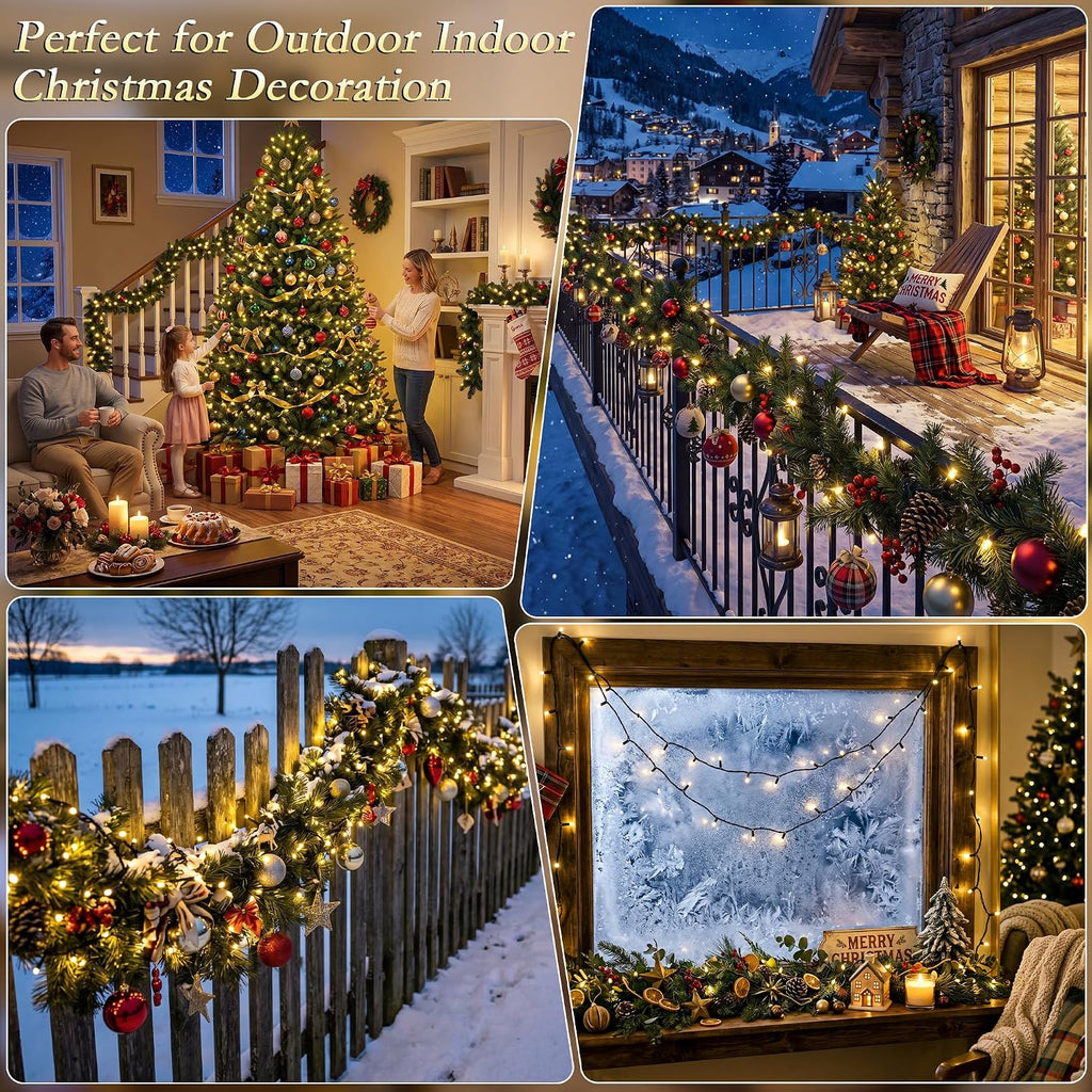 66FT 200 LED Warm White Fairy Lights, Dark Green Wire 8 Modes Timer, IP44 Waterproof Outdoor Indoor String Lights for Patio Garden Backyard Bedroom Classroom Weeding Christmas Decor