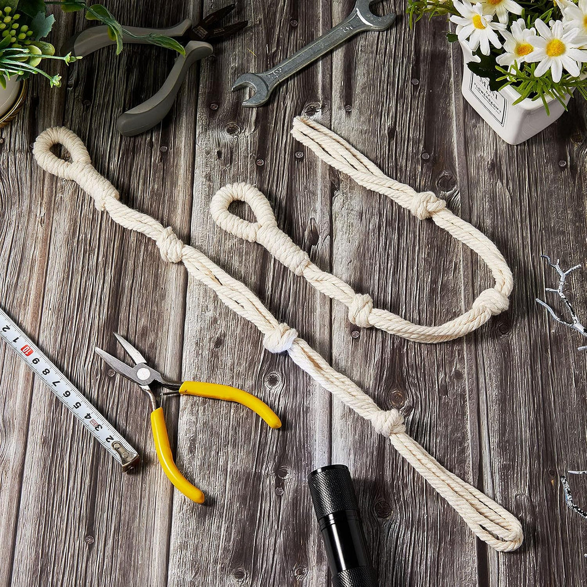 4 Pcs Macrame Hanging Plant Extender, Adjustable Plant Hanger Extender
