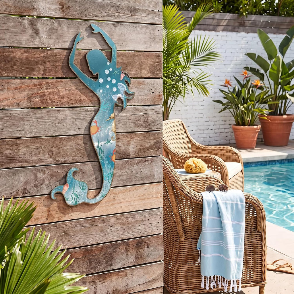 Demissle Metal Mermaid Wall Art Decor, 15 x 9.7 Inches, Stylish Style