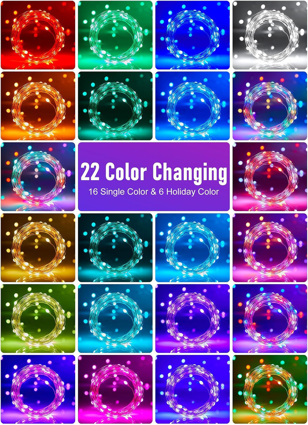 Minetom Fairy Lights Color Changing, 66FT 200 LED String Lights with Remote