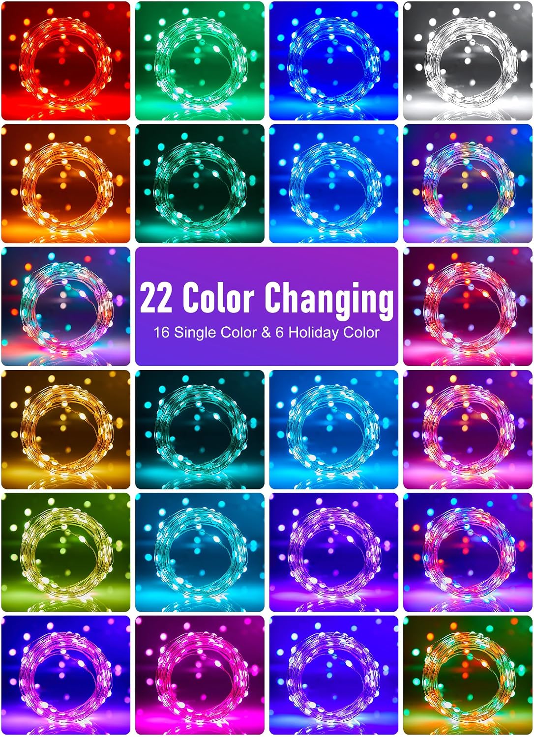 Minetom Fairy Lights Color Changing, 66FT 200 LED String Lights with Remote