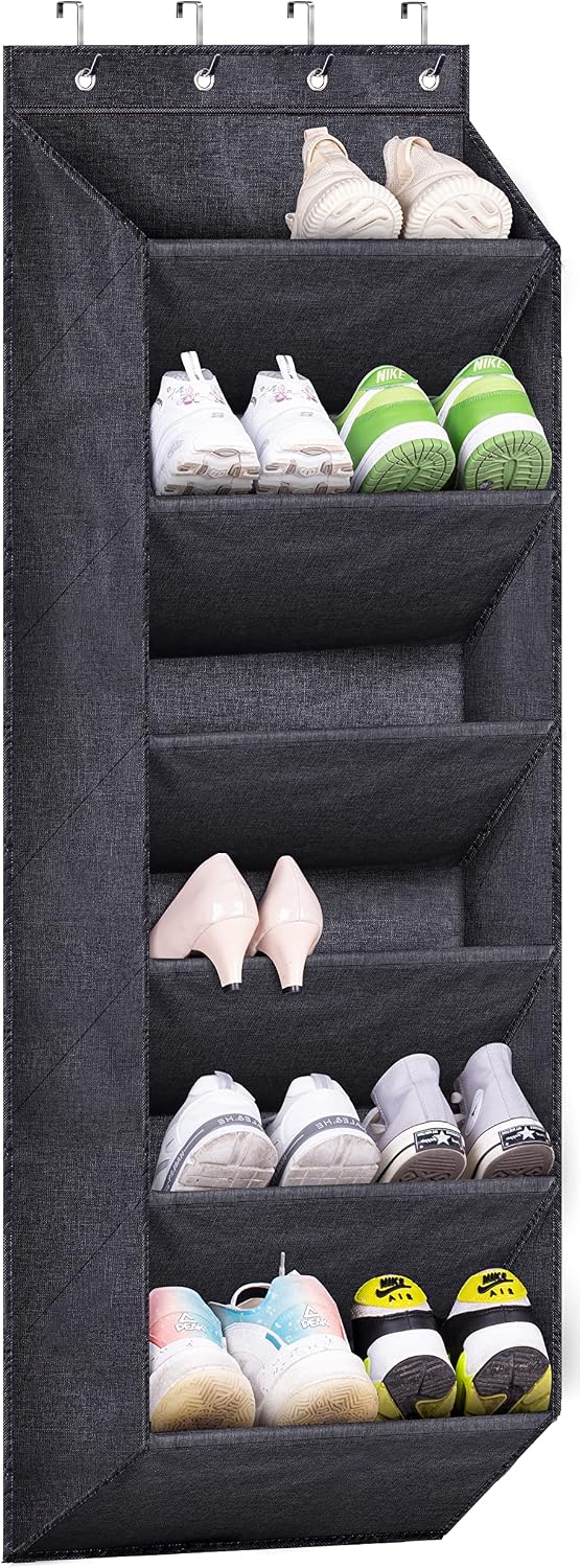 SLEEPING LAMB Shoe Rack for Door with Large Deep Pocket and Short Hanging Shoe Organizer for Closet or RV