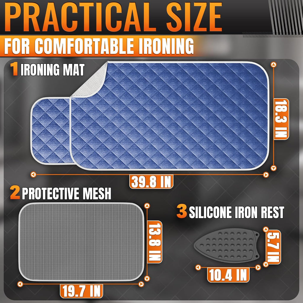 3-in-1 Ironing Mat for Table Top, 39.2" x 17.9", Magnetic Edges