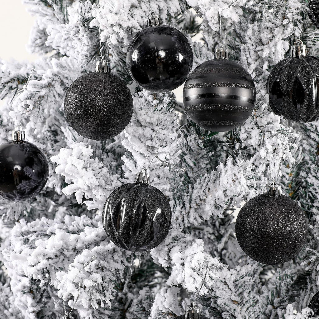 Sattiyrch Christmas Ball Ornaments 30ct, 60mm/2.36" Shatterproof Plastic Decorative Xmas Balls Ornaments Set (Black)