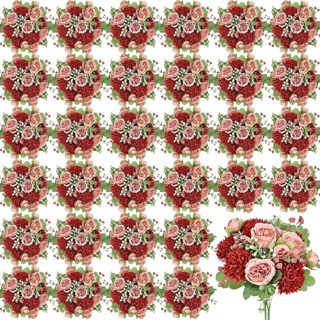 32 Pcs Peonies Artificial Flowers Bundles - Terracotta