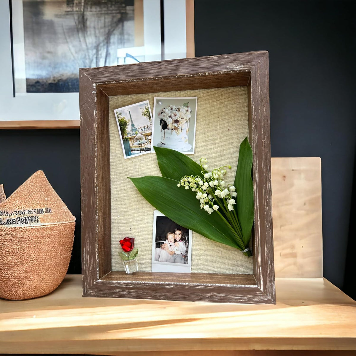 Shadow Box Picture Frame 12x16 Weathered Brown Natural Rustic Solid Wood