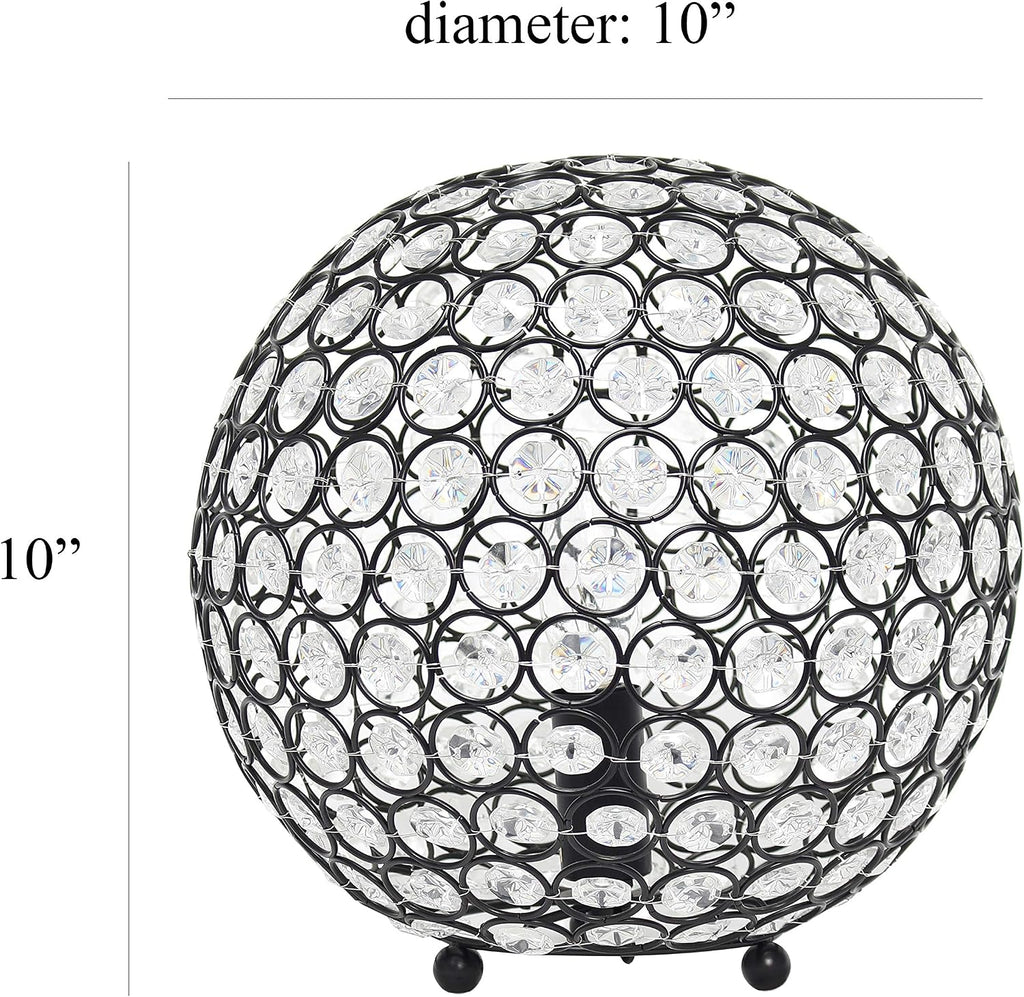 Elegant Designs LT1067-RBZ 10" Elipse Crystal Collection Metal Crystal Ball Sequin Table Desk Lamp for Accent Lighting, Décor, Living Room, Restoration Bronze