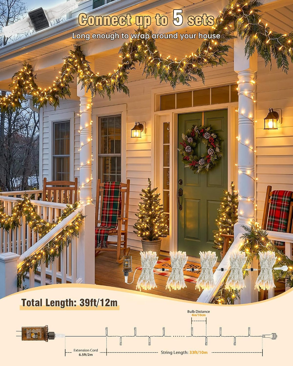 Warm White Christmas String Lights, 33FT 100 LED Fairy Lights Indoor