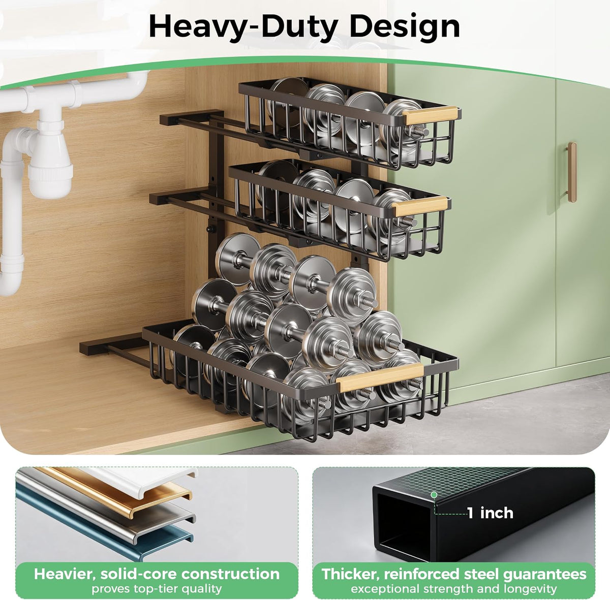 3 Tier Under Sink Organizer: Pull Out Cabinet Storage for Bathroom,1 Pack