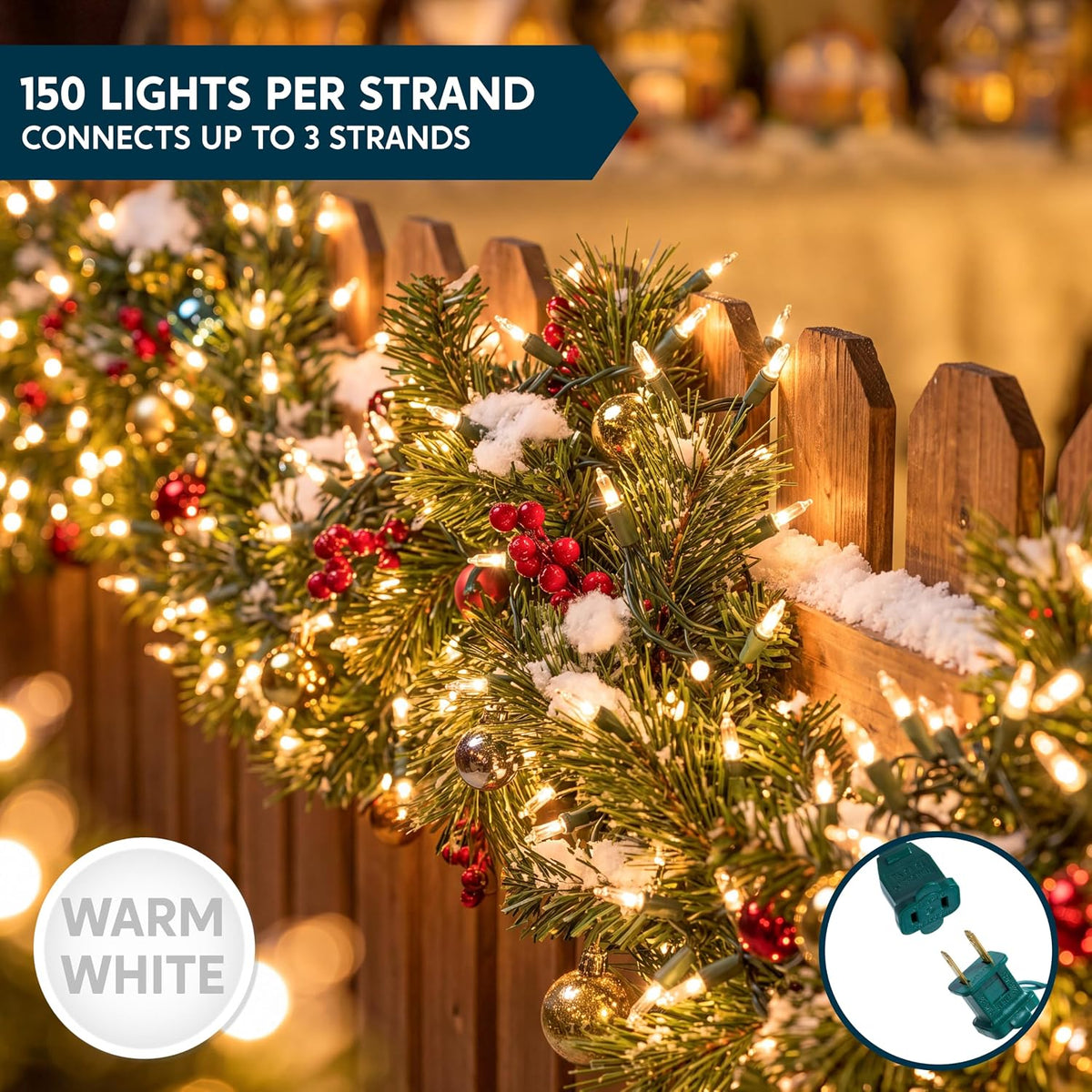 Joiedomi Clear Christmas String Lights Indoor,300(2x150) Mini White Fairy Light,62.4FT Lighting Decor for Patio Dorm Classroom Bedroom Holiday Wedding Party Garland Birthday Festival,Green Wire
