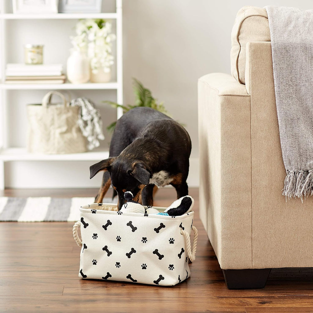 Bone Dry Dog Toy Basket, Rectangle Black Small, Collapsible
