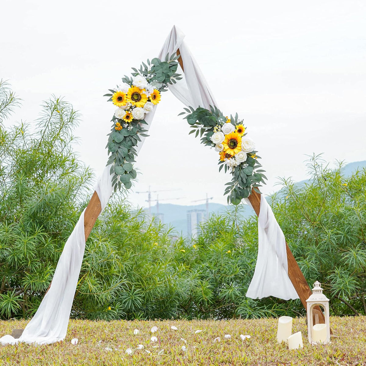 ponatia Artificial Sunflowers Wedding Arch Flowers Set of 2
