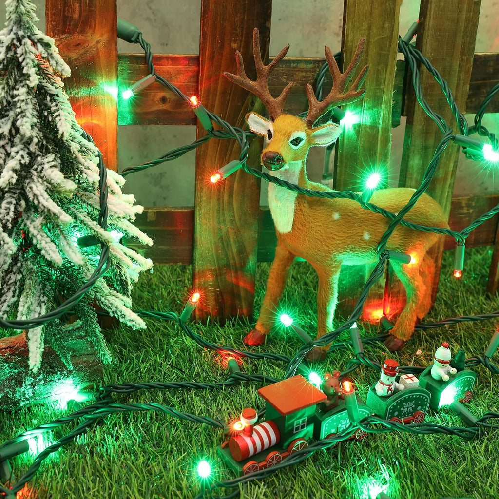 Brizled Red & Green Gentle Twinkle Christmas Lights, 100 LED Connectable