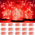 SmilingTown 15 Packs 20 Led Red Fairy Lights Battery Operated 6.6ft Silver String Lights Waterproof Firefly Starry Light for Bedroom Dorm DIY Table Centerpieces Halloween Christmas Party Decor