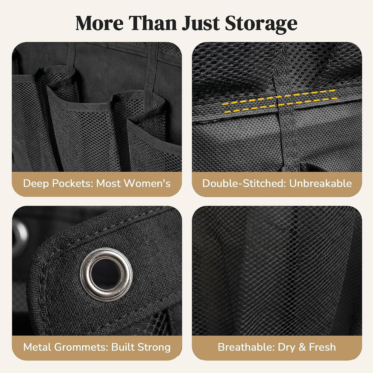48 Pockets Over the Door Shoe Organizer, Fits Women's Shoes Up to US Size 9, 6-Column Heavy Duty Shoe Storage for Sneakers & Heels, Mesh Hanging Rack for Entryway, Bedroom & Dorm, Black