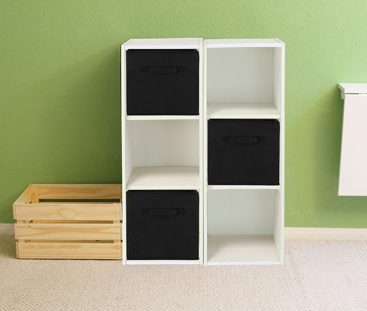 Simple Houseware 11-Inch Foldable Cube Storage Bins, Black, 6-Pack