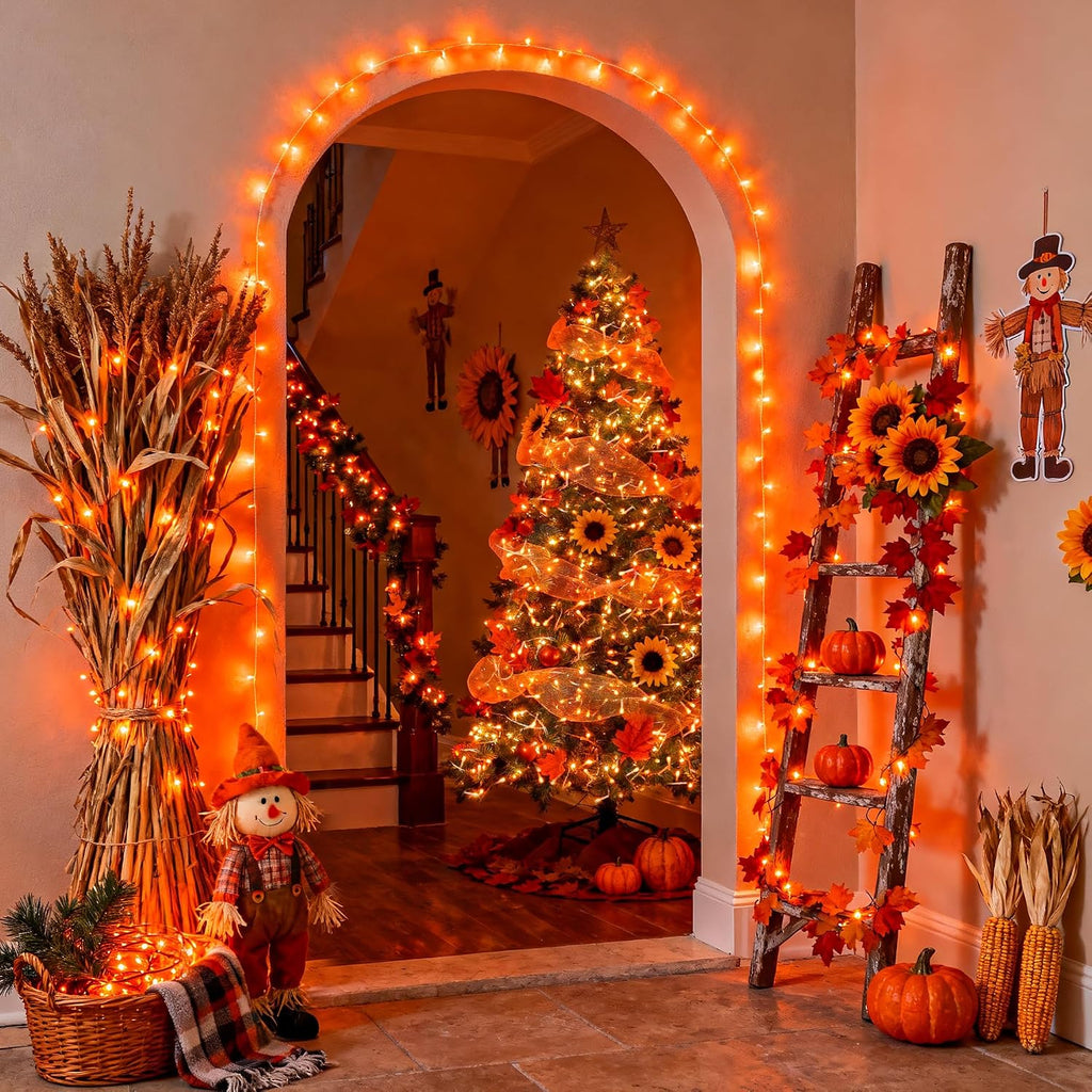 JMEXSUSS 200 LED Orange Halloween Lights Outdoor Indoor Fall Lights Plug in