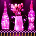 SmilingTown 12 Packs 20 LED Wine Bottle Lights with Cork - Pink Fairy String Lights Battery Operated Cork Lights for Wine Liquor Bottle,Jar,Vase,Christmas,Birthday,Wedding Halloween Party Table Decor
