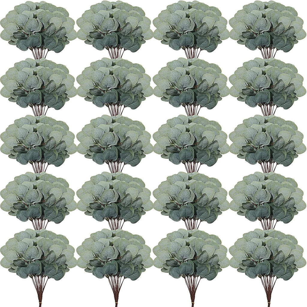 Taiyin 120 Pieces Artificial Eucalyptus Leaves Set Greenery Eucalyptus Stem