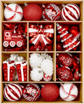 Alupssuc 82pcs Classic Christmas Balls Ornaments Set, Red and White