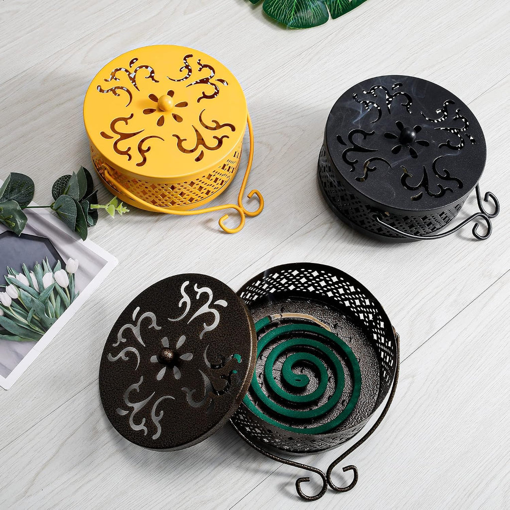 MyLifeUNIT Mosquito Coil Holder, Retro Portable Mosquito Incense Burner for Home and Camping (Black)