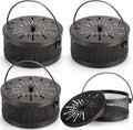 Lallisa 4 Pieces Mosquito Coil Holder Incense Coil Holder Round Retro Portable Metal Hanging Incense Burner with Handle for Home Camping Indoor Outdoor Patio(Bronze)