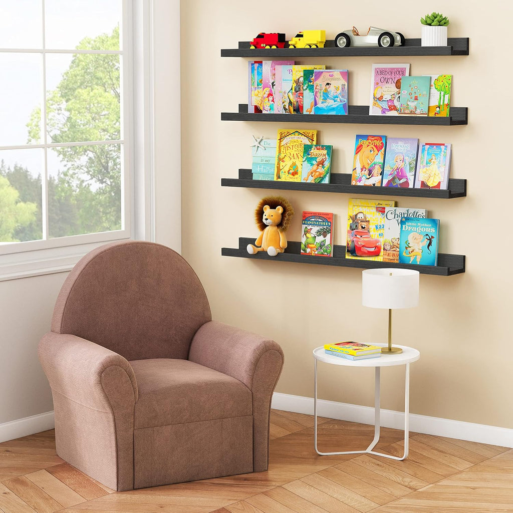 Black Picture Ledge Shelf 36 Inches Long, Floating Photo Shelves with Lip