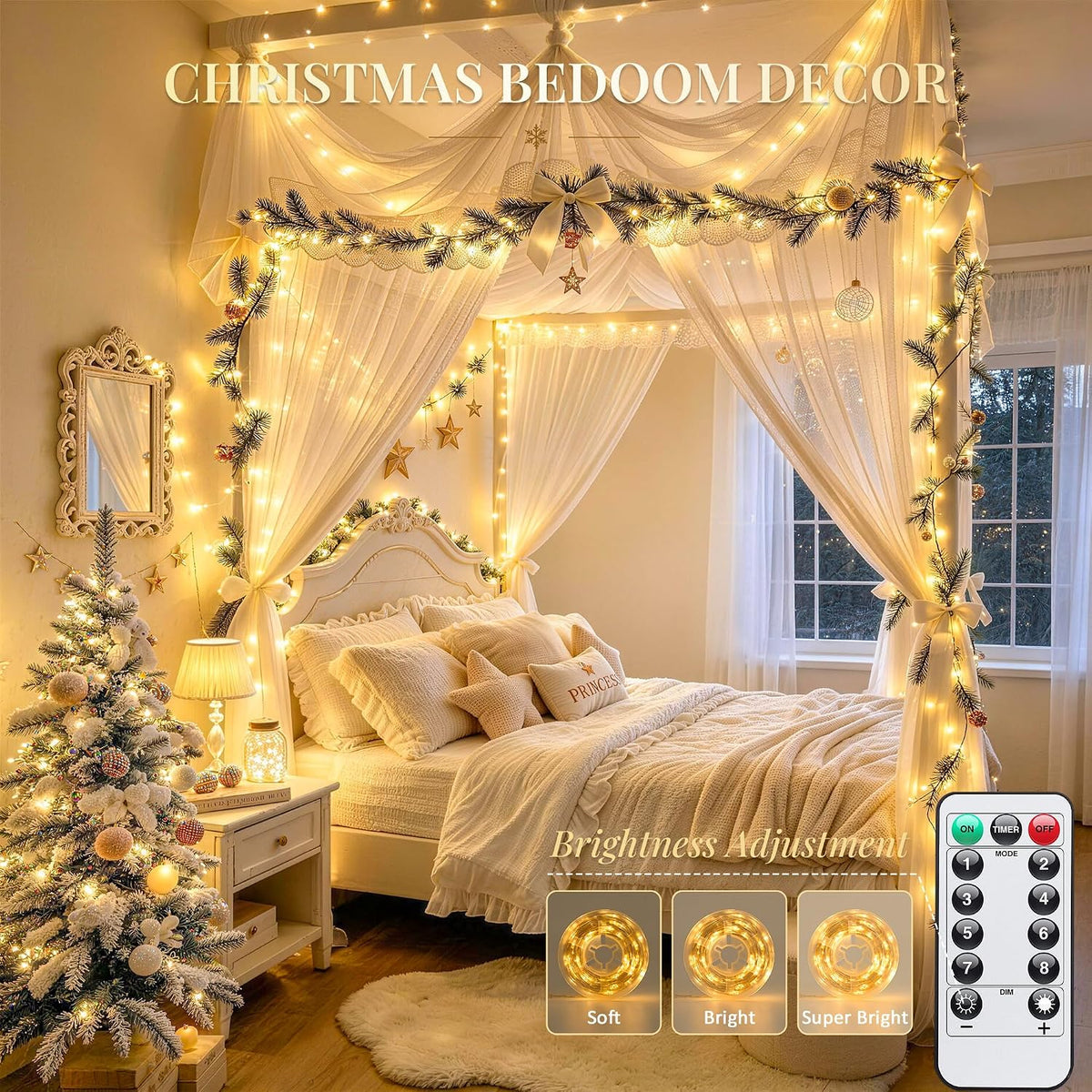 JMEXSUSS USB Fairy Lights for Bedroom,33ft 100 LED Christmas Lights Plug in