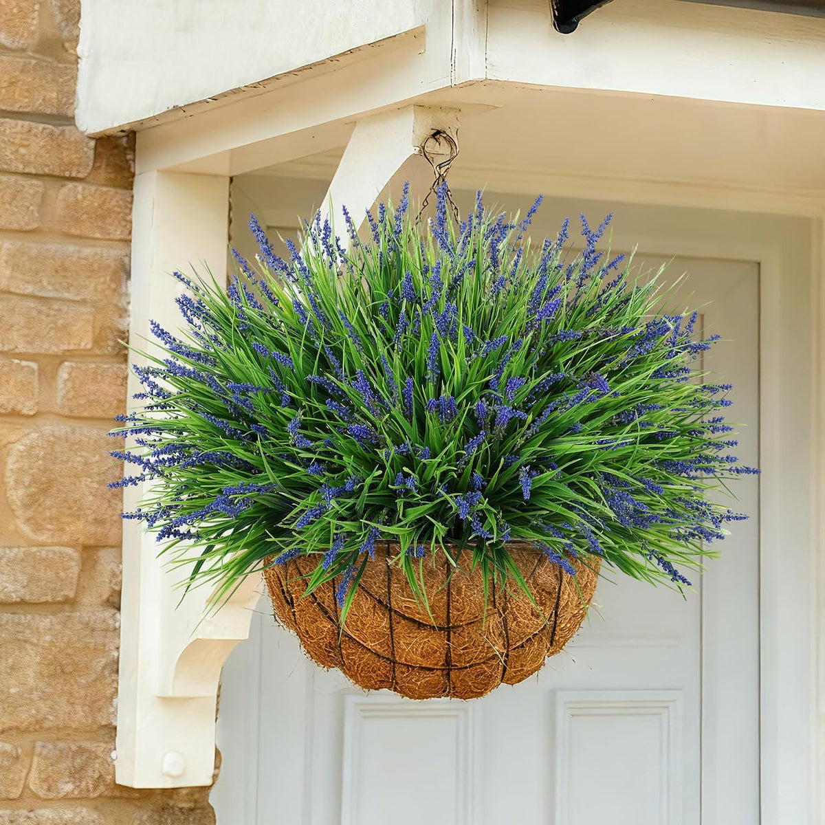 Ivydale 20PCS Artificial Plants Fake Flowers Monkey Grass for Outdoors,UV Resistant Realistic Purple Faux Greenery Shrubs Outside Decor for Home Garland Porch Patio Balcony Planter Yard Office Pathway