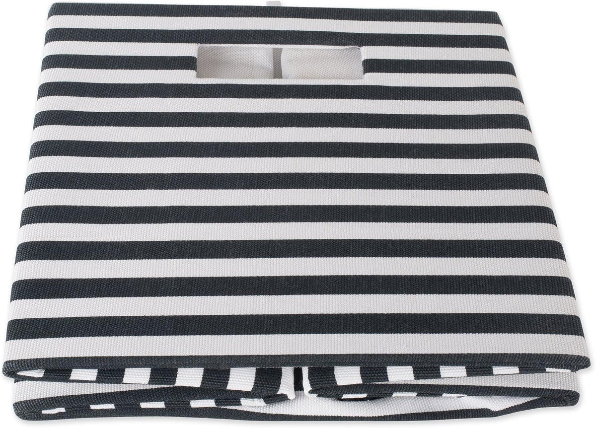 DII Collapsible Polyester Storage Cube, Pinstripe, Black, Large