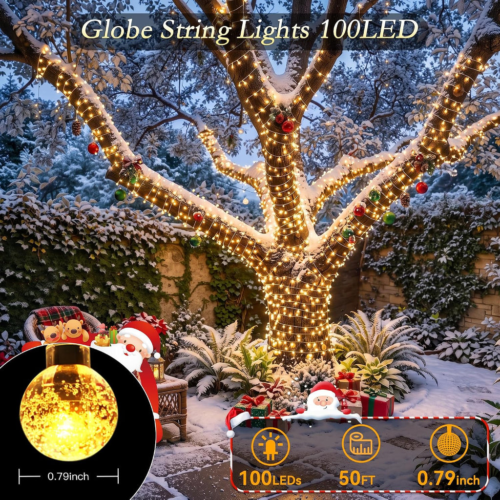 Globe String Lights USB 50FT 100 LED Warm White & Multicolor Changing