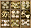 DecorbyHannah 45ct Mini Christmas Ornaments Set Tree Decorations Gold White