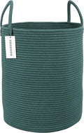 XUANGUO Cotton Rope Laundry Basket Hamper for Clothes Large Dark Green