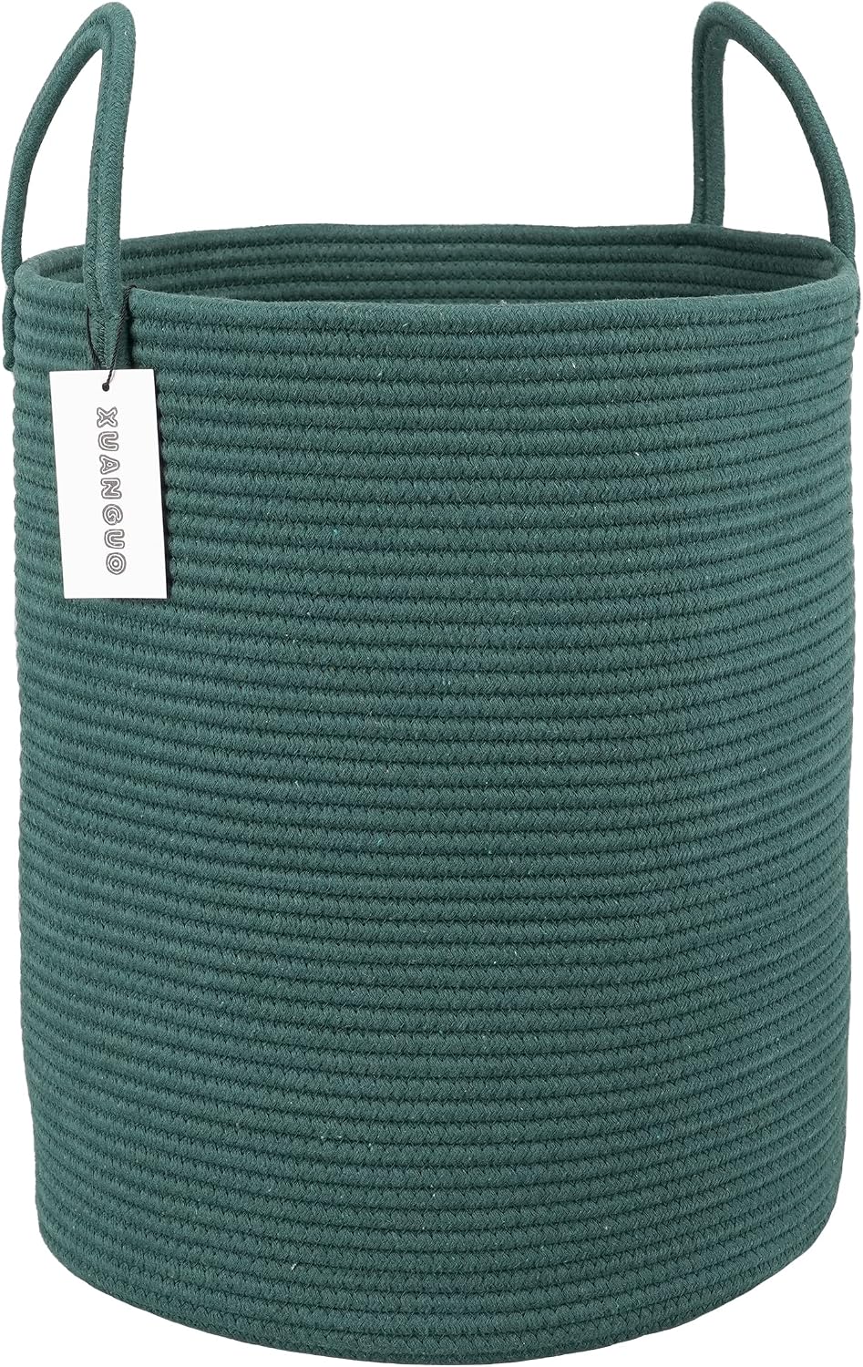 XUANGUO Cotton Rope Laundry Basket Hamper for Clothes Large Dark Green