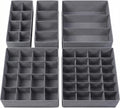 Lourome Underwear Drawer Organizer, 5-Pack, for Socks, Bras, Tie, Grey