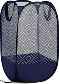 Upgraded 100L Extra Large Mesh Pop Up Laundry Hamper with Handles, Blue