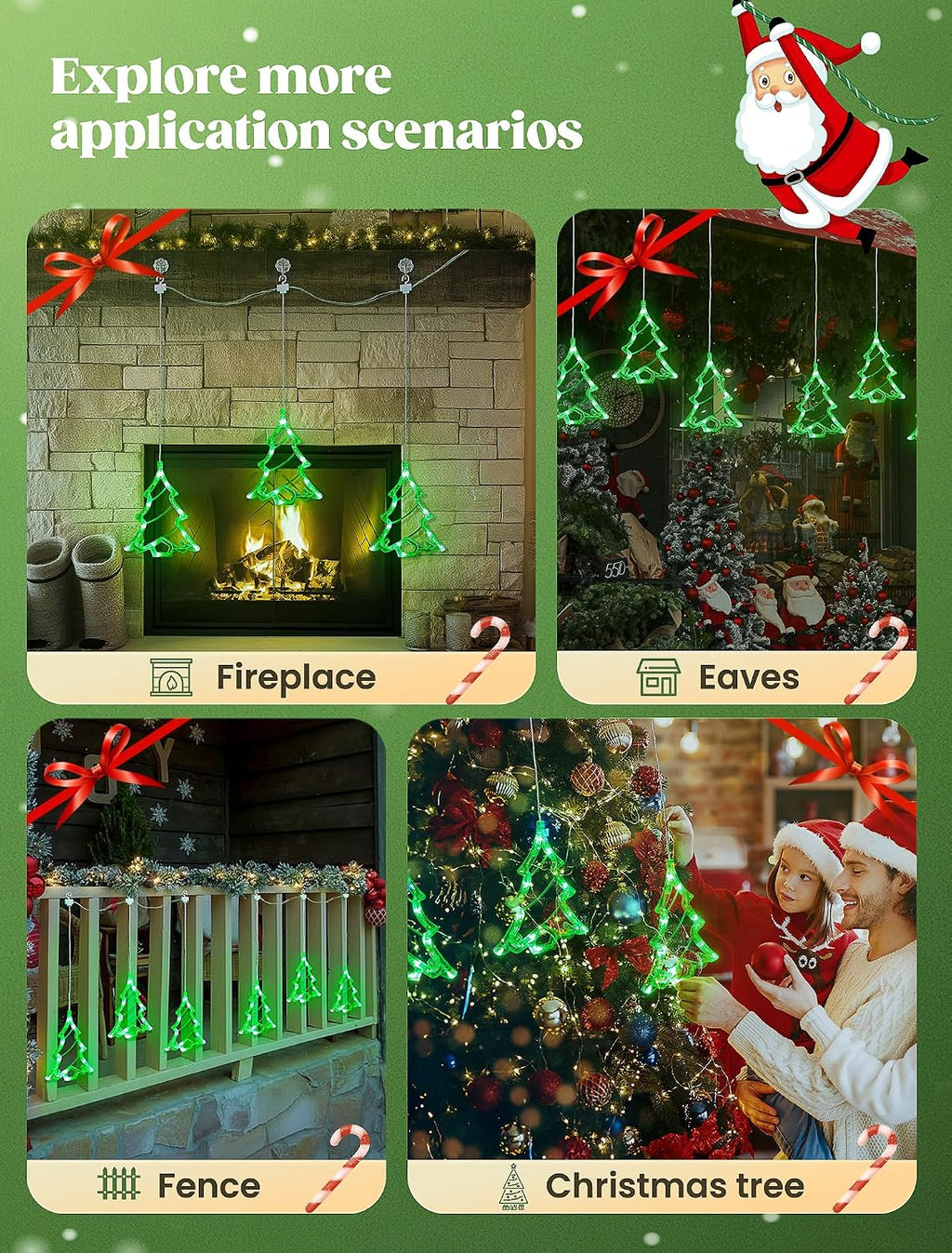 woohaha Christmas Tree Window Lights, 30LED Green
