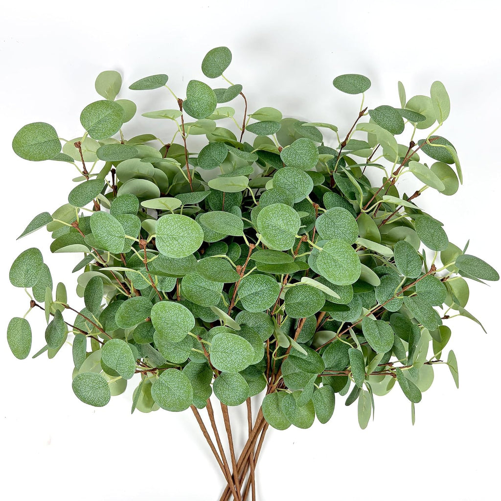 8Pcs Artificial Eucalyptus Stems, Faux Greenery Branches for Vase Decor-002