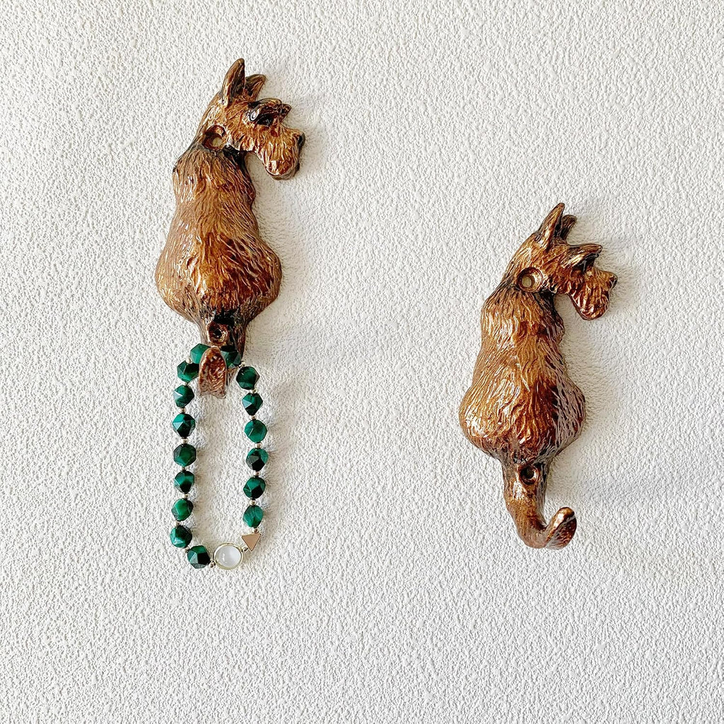 2 Pack Decorative Wall Hooks, Vintage Dog Shaped Metal Wall Hook for Hanging Coats Clothes Keys Hats Towels
