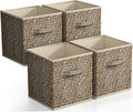 Sorbus 11 x 11 Storage Cubes, Foldable Fabric Bins (4 Pack, Woven Beige)